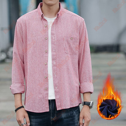 red striped fleece dress shirt